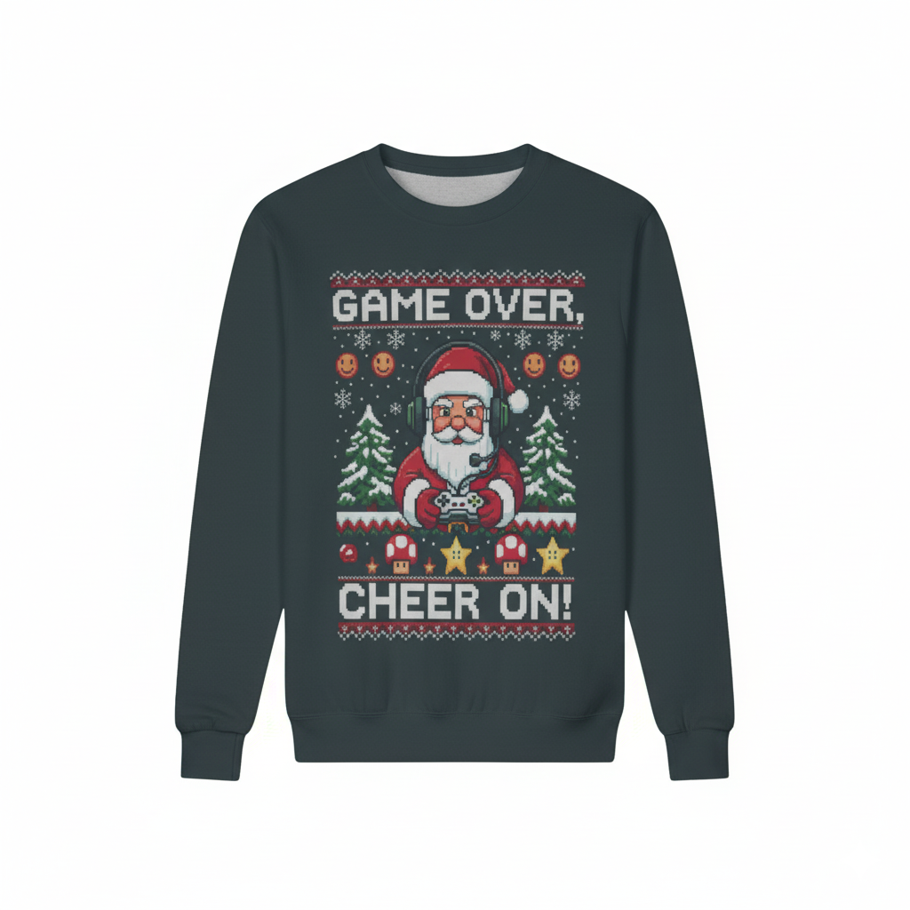 Game Over Cheer On! Ugy Gamer Christmas Sweatshirt