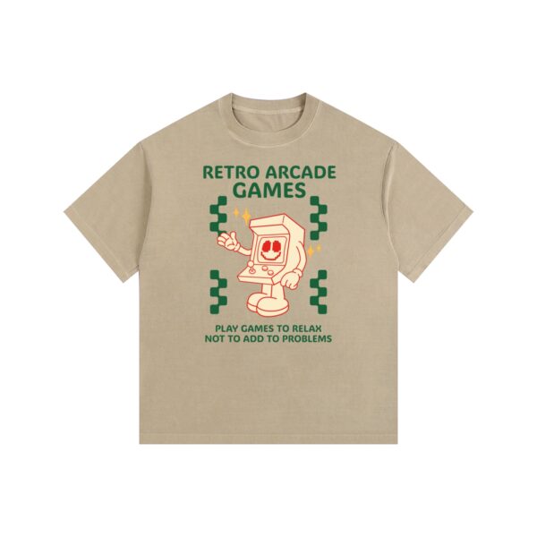 Retro Arcade "No Problems" Vintage Wash Tee - Apricot
